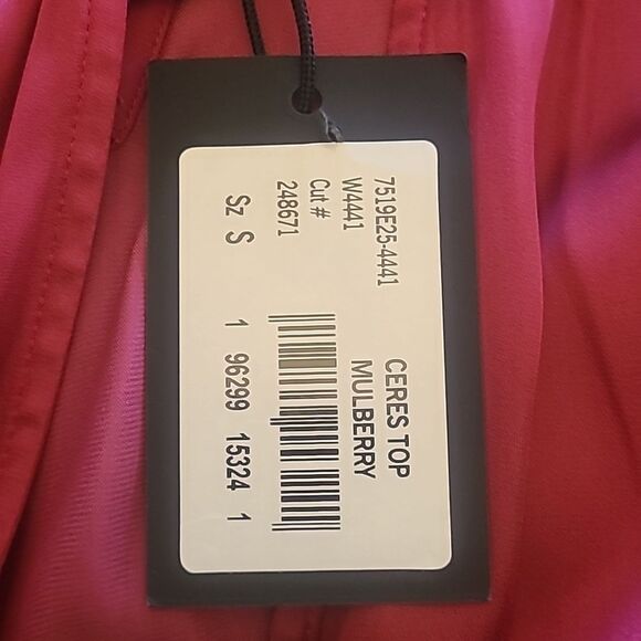 PAIGE Ceres Top Long Sleeve Twisted Collar Buttery Soft in Mulberry Red Size S - Picture 10 of 16